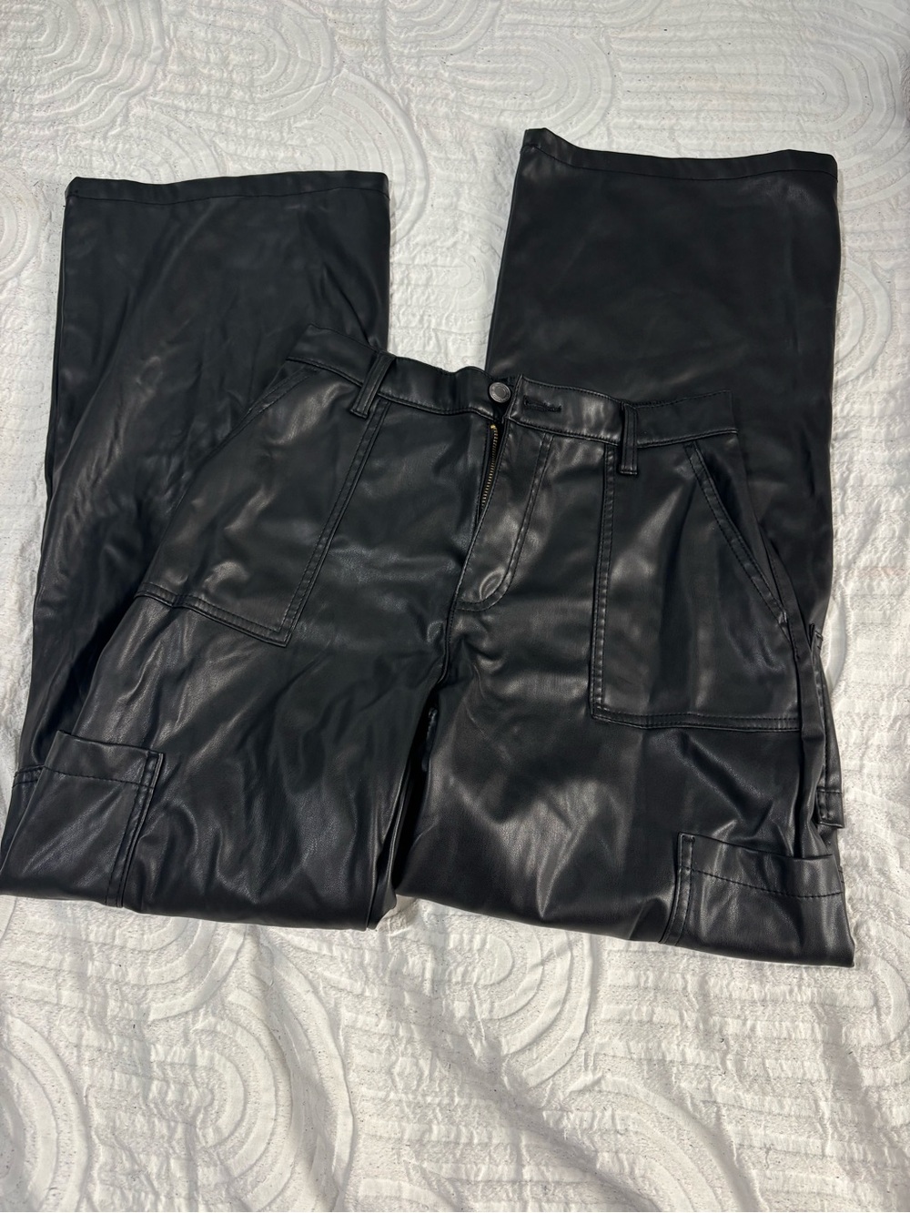 No Boundaries Black Faux Leather Straight Leg Pants